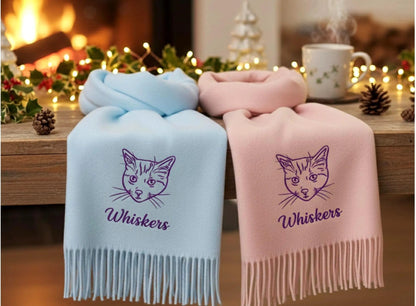 Sciarpa ricamata personalizzata con ritratto di animale domestico: il regalo perfetto per i proprietari di animali domestici