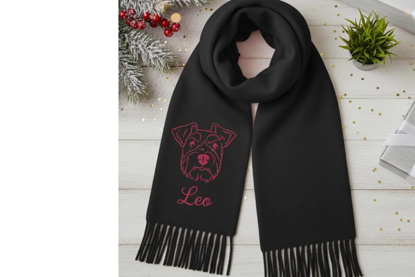 Fai ricamare il tuo animale domestico! Una sciarpa personalizzata unica è il regalo perfetto.