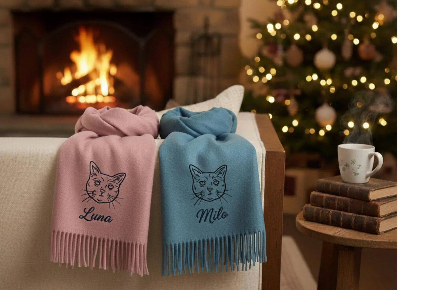 Sciarpa ricamata personalizzata con ritratto di animale domestico: il regalo perfetto per i proprietari di animali domestici