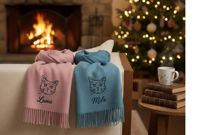 Sciarpa ricamata personalizzata con ritratto di animale domestico: il regalo perfetto per i proprietari di animali domestici