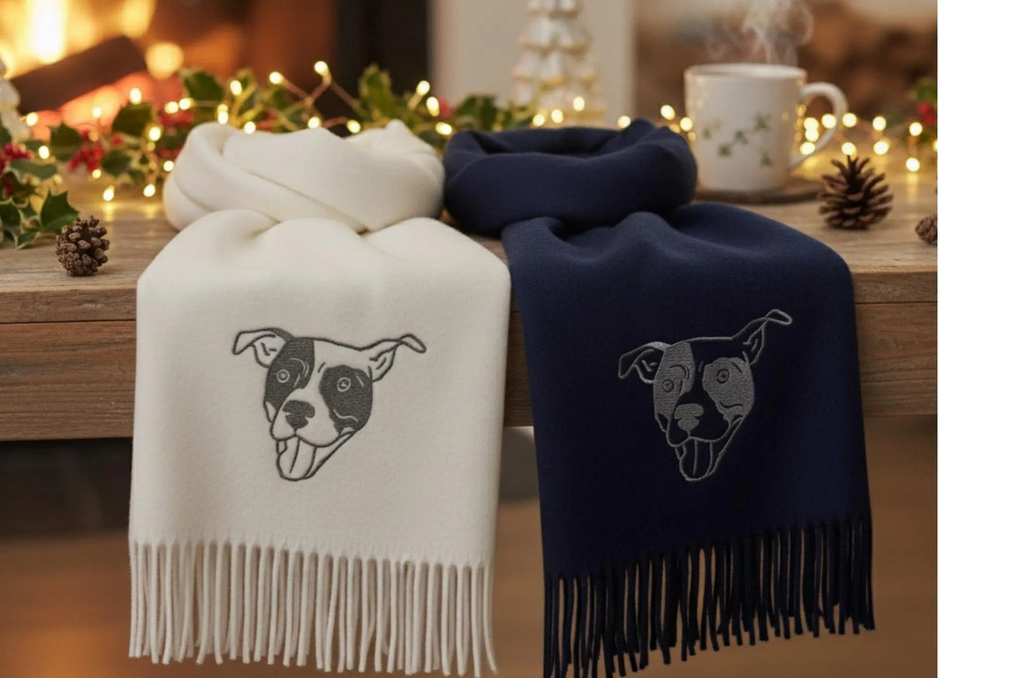 Sciarpa ricamata personalizzata con ritratto di animale domestico: il regalo perfetto per i proprietari di animali domestici