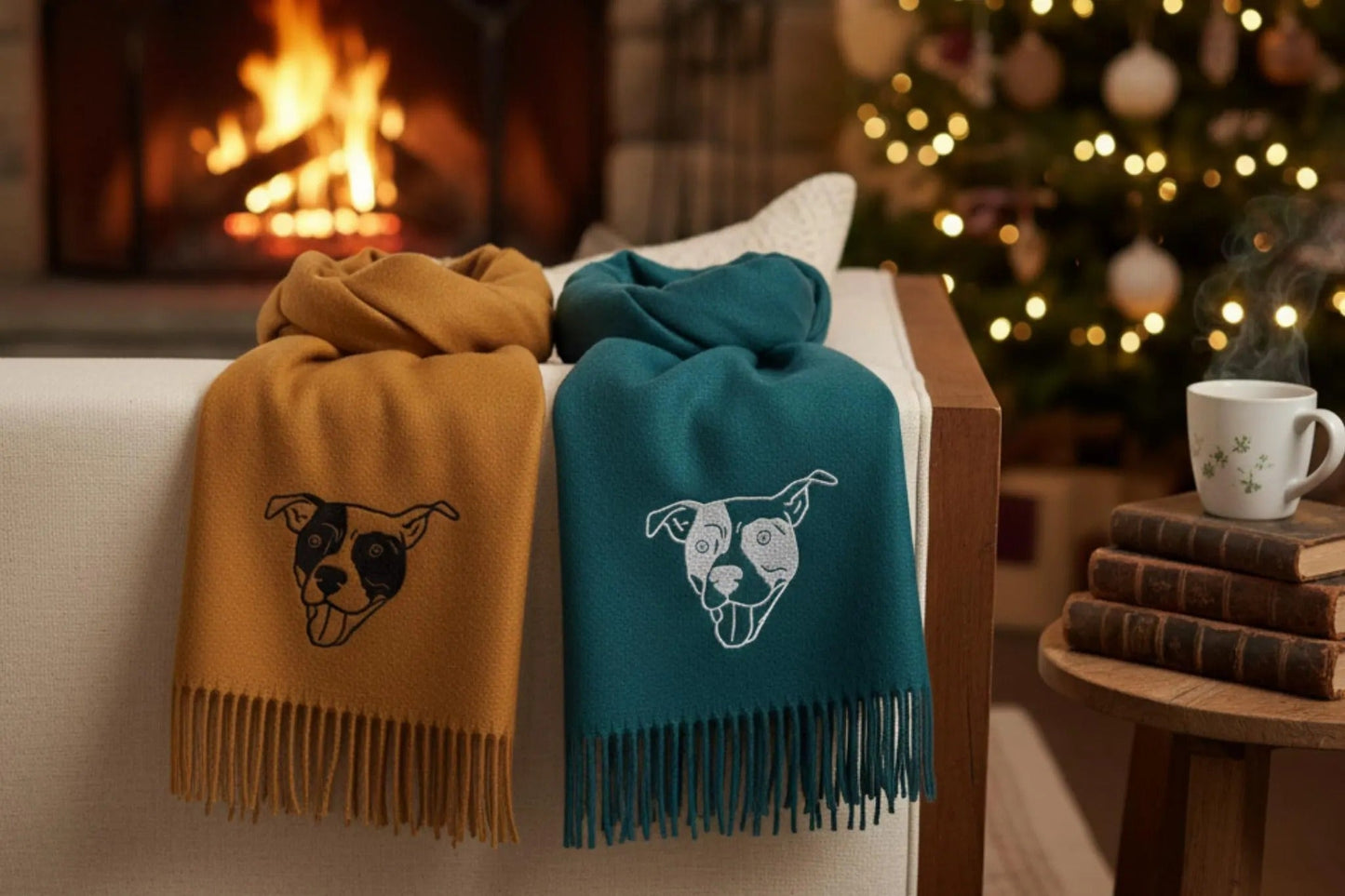 Sciarpa ricamata personalizzata con ritratto di animale domestico: il regalo perfetto per i proprietari di animali domestici