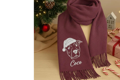 Sciarpa personalizzata per animali domestici: sciarpa di lana ricamata con il tuo animale domestico preferito