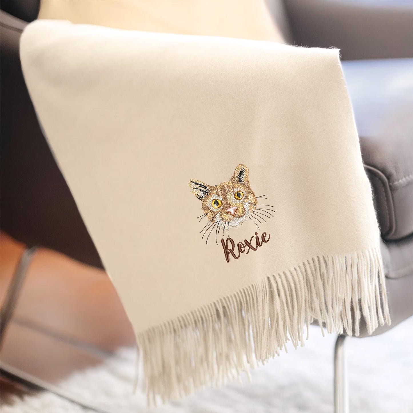 Sciarpa per cani ricamata personalizzata con motivo natalizio: la tua foto su una lussuosa sciarpa invernale