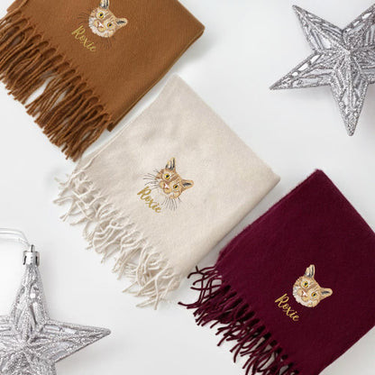 Sciarpa per cani ricamata personalizzata con motivo natalizio: la tua foto su una lussuosa sciarpa invernale