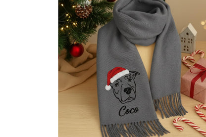 Sciarpa personalizzata con cane o gatto – Regalo unico con ricamo