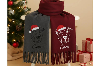 Sciarpa personalizzata per animali domestici: sciarpa di lana ricamata con il tuo animale domestico preferito