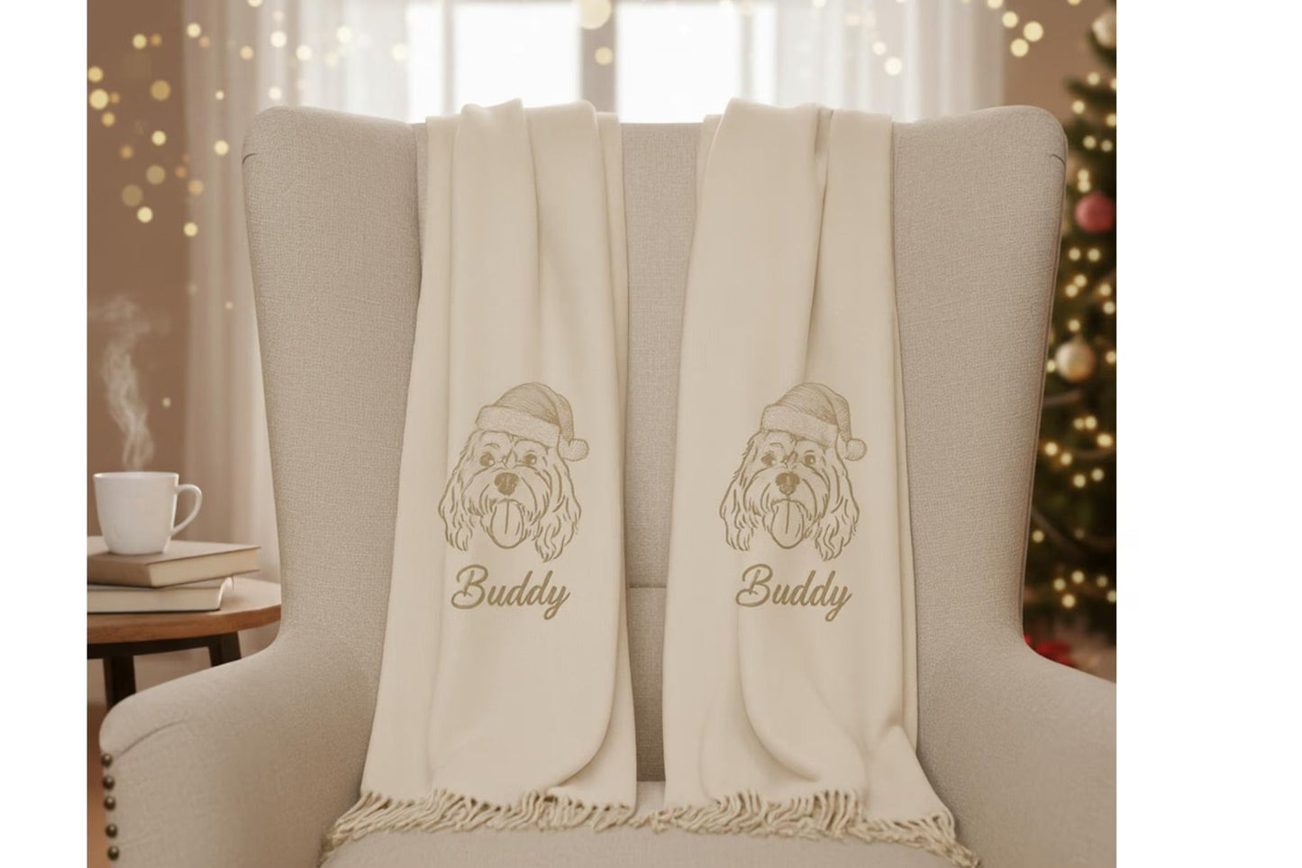 Sciarpa personalizzata per animali domestici: sciarpa di lana ricamata con il tuo animale domestico preferito