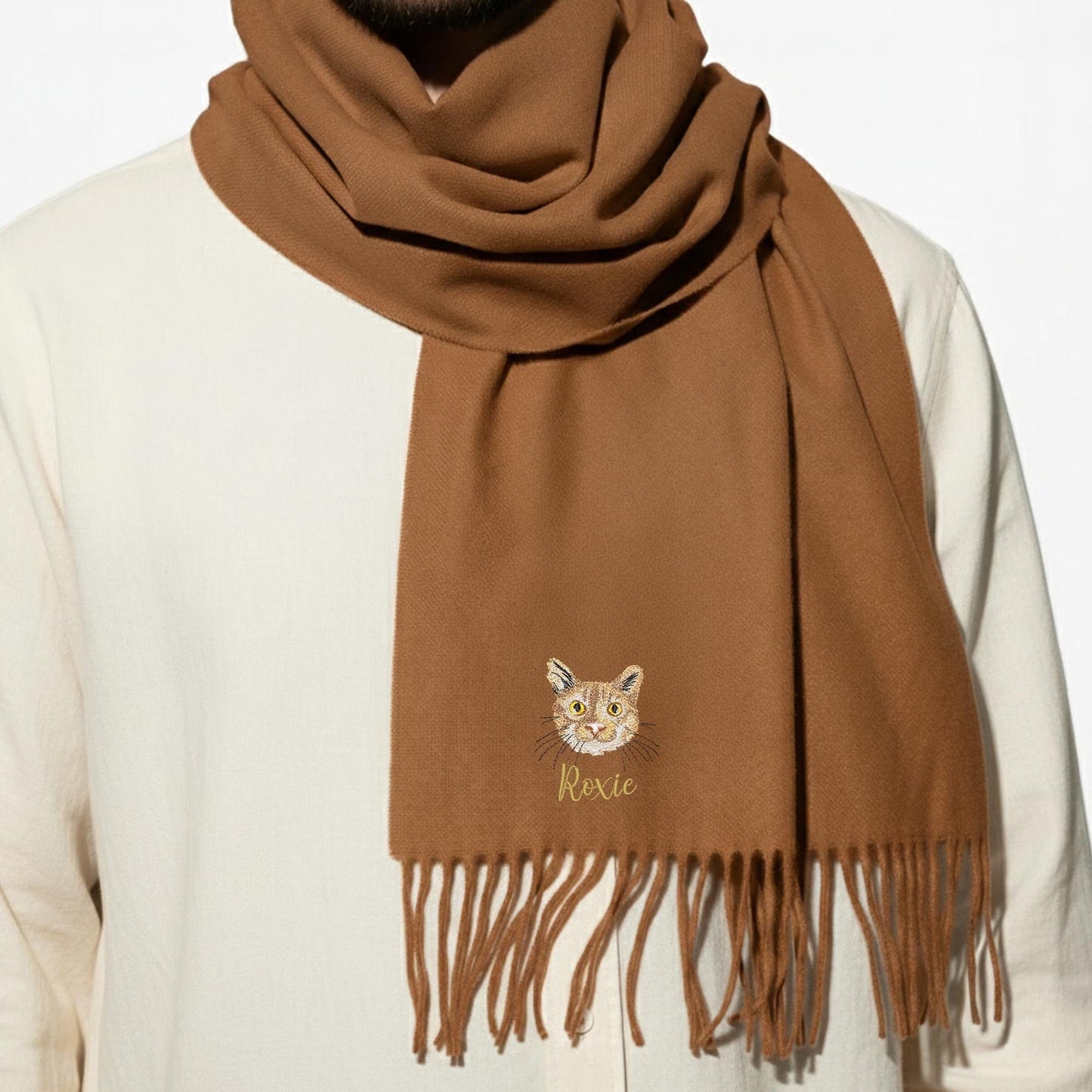 Sciarpa per cani ricamata personalizzata con motivo natalizio: la tua foto su una lussuosa sciarpa invernale