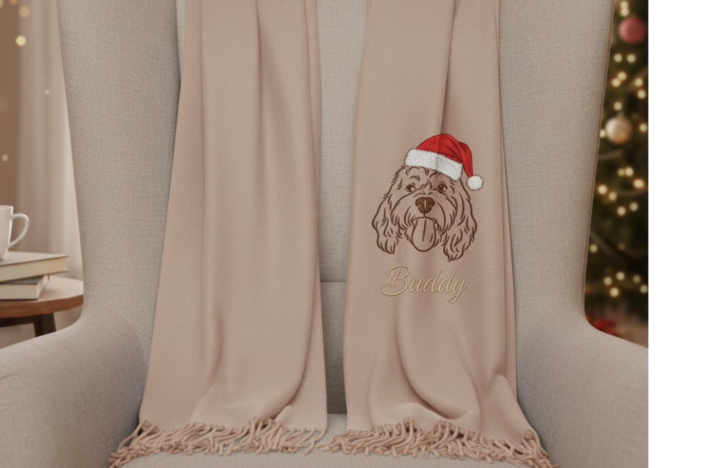 Sciarpa personalizzata per animali domestici: sciarpa di lana ricamata con il tuo animale domestico preferito