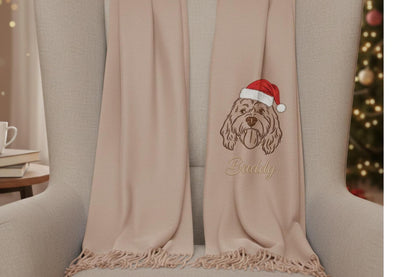 Sciarpa personalizzata per animali domestici: sciarpa di lana ricamata con il tuo animale domestico preferito