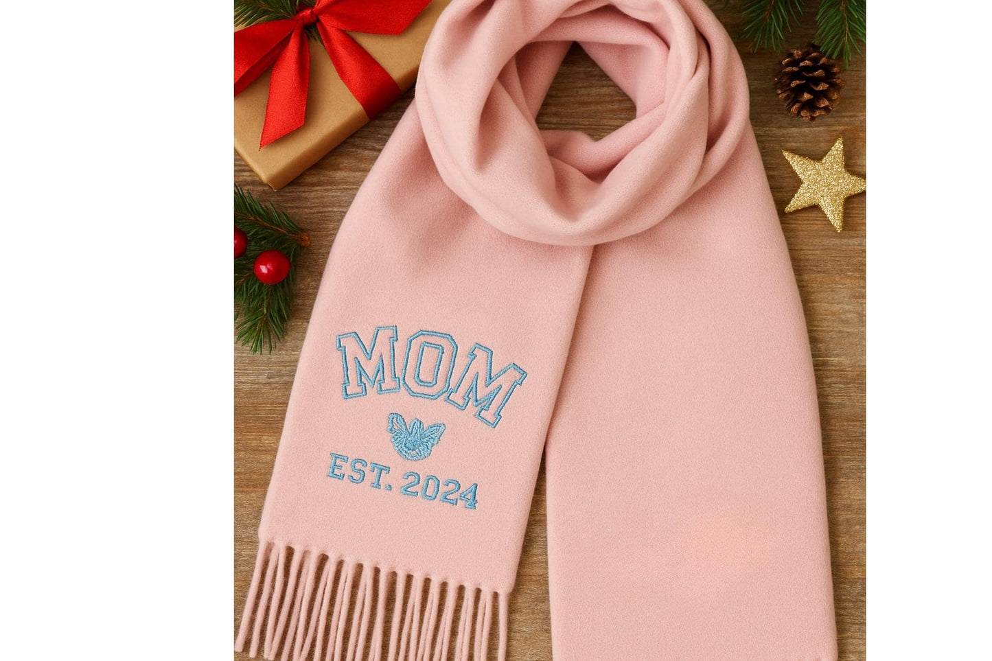 Sciarpa di lana ricamata con nome – Accessorio invernale personalizzato da regalare