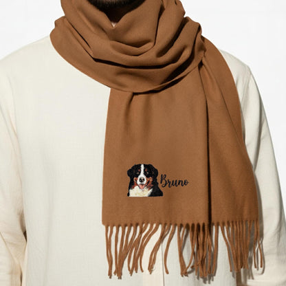 Sciarpa natalizia con muso di cane ricamato – Individuale ed esclusiva per gli amanti degli animali