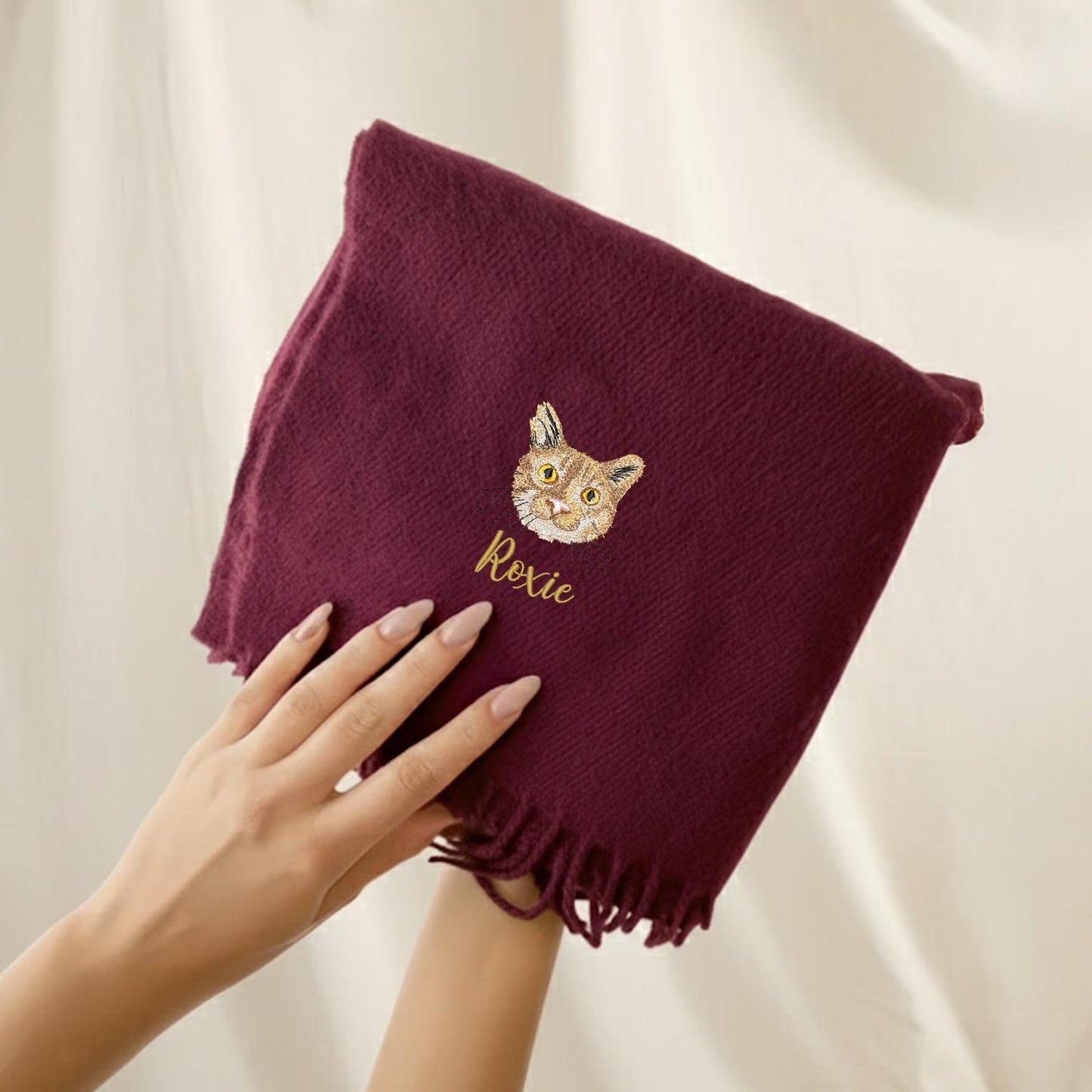 Sciarpa per cani ricamata personalizzata con motivo natalizio: la tua foto su una lussuosa sciarpa invernale