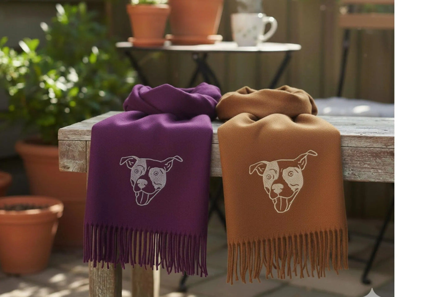 Sciarpa di lana ricamata con volto di animale domestico – Regalo personalizzato per gli amanti degli animali