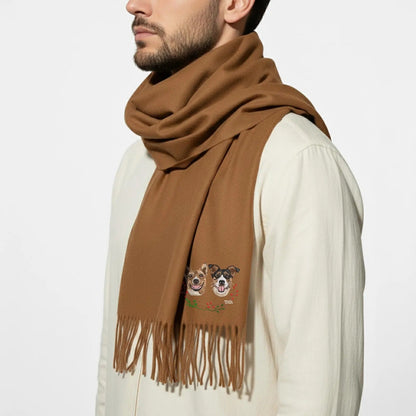 Sciarpa personalizzata con ritratto di cane: elegante sciarpa invernale con il tuo amico a quattro zampe ricamato