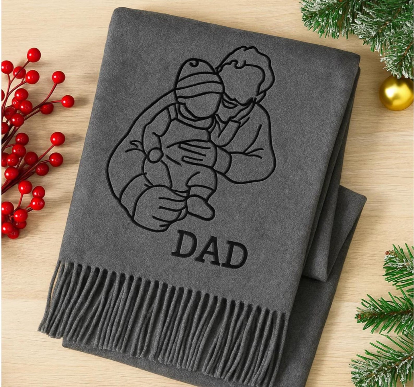 Bestickter Wollschal mit Porträt oder Haustiermotiv – Handgefertigt & individuell