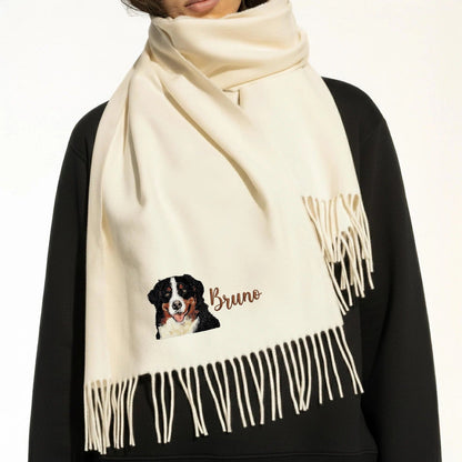 Sciarpa natalizia con muso di cane ricamato – Individuale ed esclusiva per gli amanti degli animali