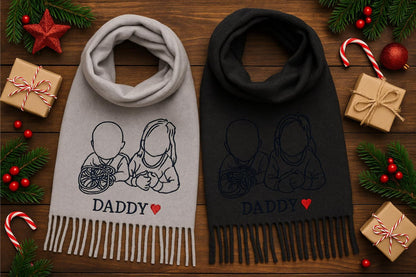 Bestickter Wollschal mit Porträt oder Haustiermotiv – Handgefertigt & individuell