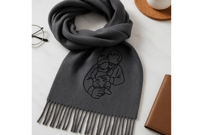 Bestickter Wollschal mit Porträt oder Haustiermotiv – Handgefertigt & individuell