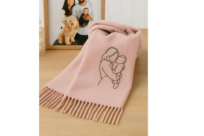 Bestickter Wollschal mit Porträt oder Haustiermotiv – Handgefertigt & individuell