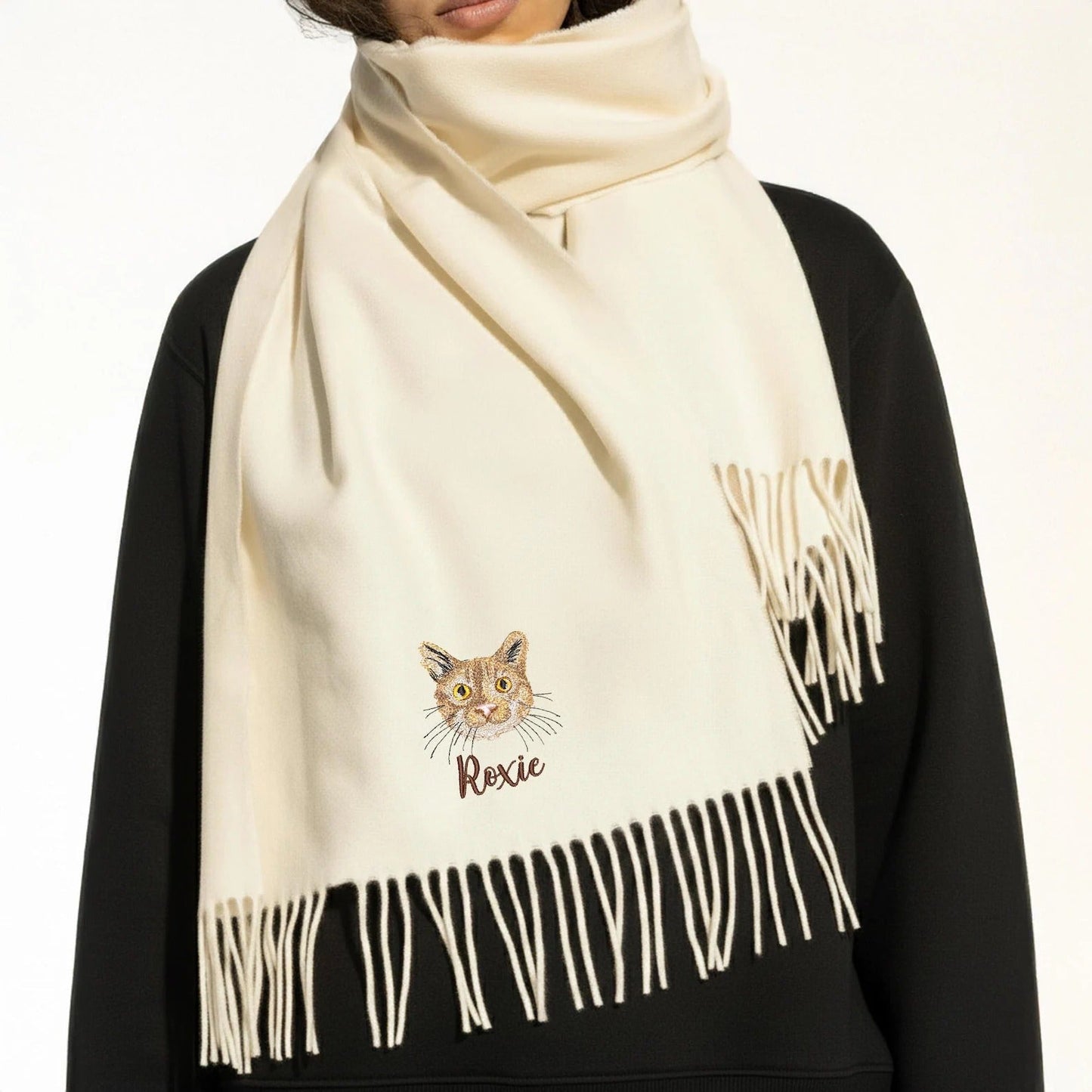 Sciarpa per cani ricamata personalizzata con motivo natalizio: la tua foto su una lussuosa sciarpa invernale