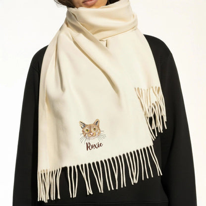 Sciarpa per cani ricamata personalizzata con motivo natalizio: la tua foto su una lussuosa sciarpa invernale