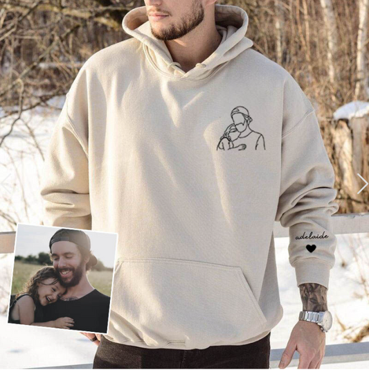 Felpa Con Foto Personalizzata Ricamata, Regalo Personalizzato Per Il Nonno, Regalo Unico Per Il Papà